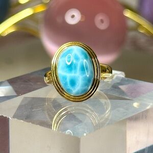 Larimar Ring Gold Plated on 925 Size 6 🐬🩵🐬